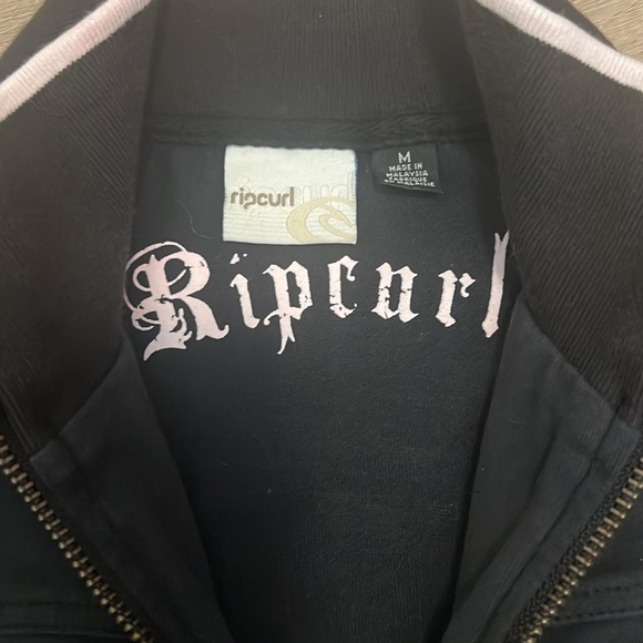 Ripcurl 100% Cotton Rouched Front Back Graphic Full Zip Mock Neck Sweatshirt M - Picture 3 of 4